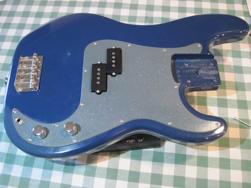 P Bass Squier Affinity Precision Bass Body, Blue-cool pickguard & mods! Alder image 1