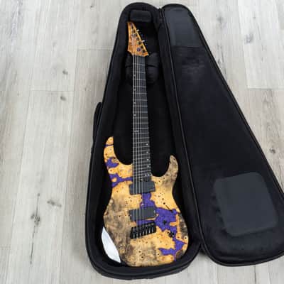 Mint Legator Ninja X7F Multi-Scale 7-String Guitar, California Buckeye Burl, Fishman Set, Royal Purple image 10