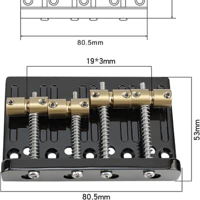 Black Electric Bass Guitar Bridge with Brass Saddles Zinc Alloy Plate 4 String Fixed Bridge Compatible with Fender Jazz Precision Bass Bridge Replacement Parts image 5