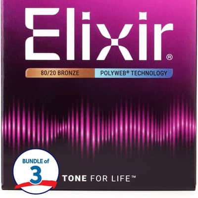 Elixir Strings 11150 Polyweb 80/20 Bronze Acoustic Guitar Strings - .010-.047w Light 12-String (3-pack) image 4