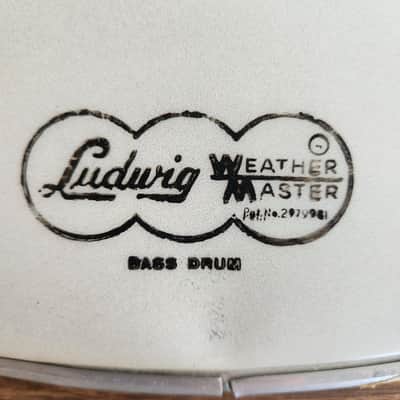 NOS Ludwig Weathermaster 28" Bass Drum Head Smooth White 1960s Script Cloud Stamp image 2