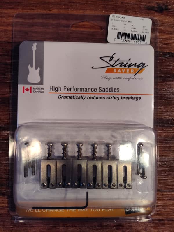 Graph Tech PG-8000-F0 String Saver Classics Vintage Strat & Tele-Style Saddle Set (2 3/16-inch String Spacing) - Stainless Steel image 1