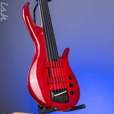 2004 F Bass BNF5 Fretless Transparent Red image 3