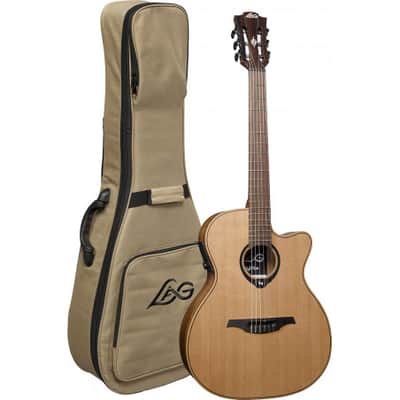 Lag HyVibe H2 HV10NACE Nylon Auditorium Cutaway Acoustic-Electric Looping Guitar - Natural Satin w/ Bag image 1