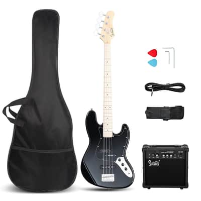 Glarry GJazz Electric Bass Guitar  Black /20W Amplifier image 2