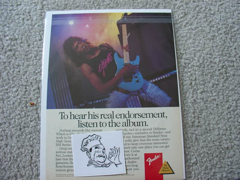 Fender Vintage Advertisement for Fender guitar featuring Gregg Howe 1980's image 1