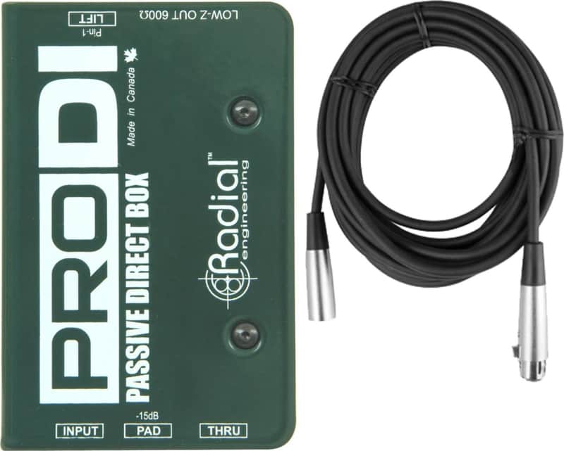 Radial Engineering ProDI Passive Instrument Direct Box DI w/ Mic Cable image 1