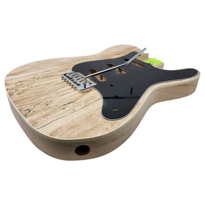 Carparelli  Custom Hybrid Spalted Veneer T/S-Style Guitar Body – 2pc Ash • Cream Binding • SSS Routing • 56mm Tremolo • Unfinished image 13
