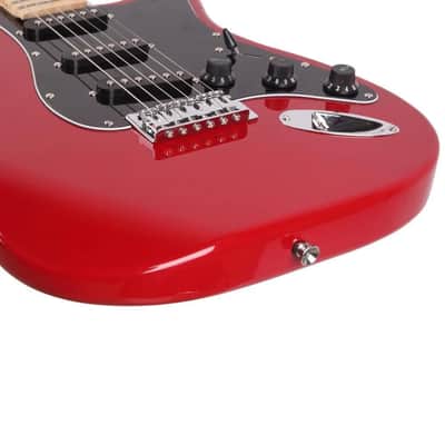 New Burning Fire Electric Guitar with Black Pickguard 20W AMP Red image 6