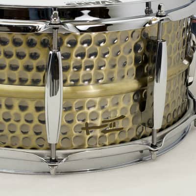 TreeHouse Custom Drums 6½x14 Hammered Brass Snare Drum w/Beaded Dunnett Strainer image 5