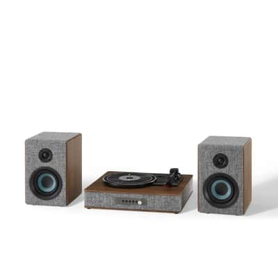 Crosley Aria Shelf System CR7020A With 3 Speed Turntable + Built-in Bluetooth, Gray -NEW image 4