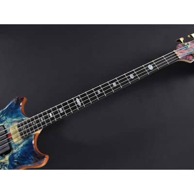 ALEMBIC SCSB4 Buckeye Resin [Stanley Clark Signature Deluxe w/Side LED's Blue] image 7