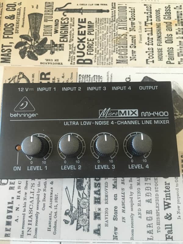 Behringer Micro Mix MX400 4 Channel Line Mixer Black & Gray image 1