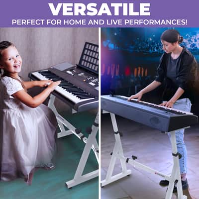 Liquid Stands Piano Keyboard Stand - Z Style Adjustable and Portable Heavy Duty Music Stand for Kids and Adults (White) image 6