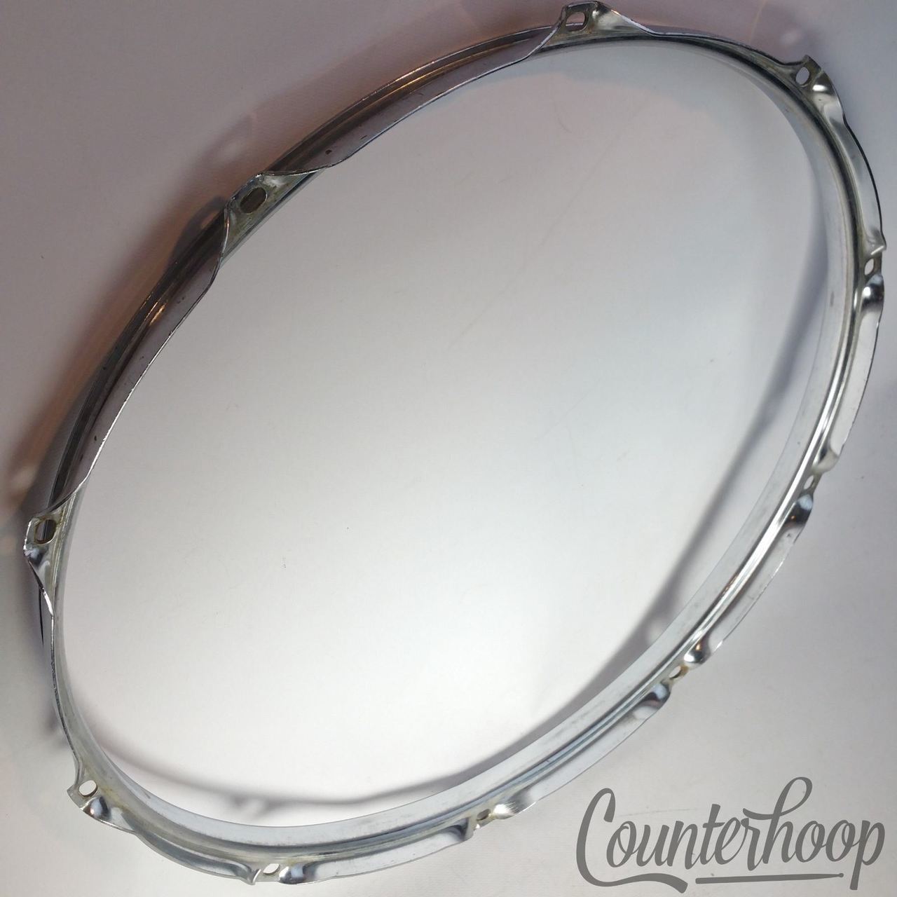 Ludwig 15" Tom/Marching Snare Drum Batter Rim/Hoop Chrome 10-Lug Vintage 70s USA — main photograph