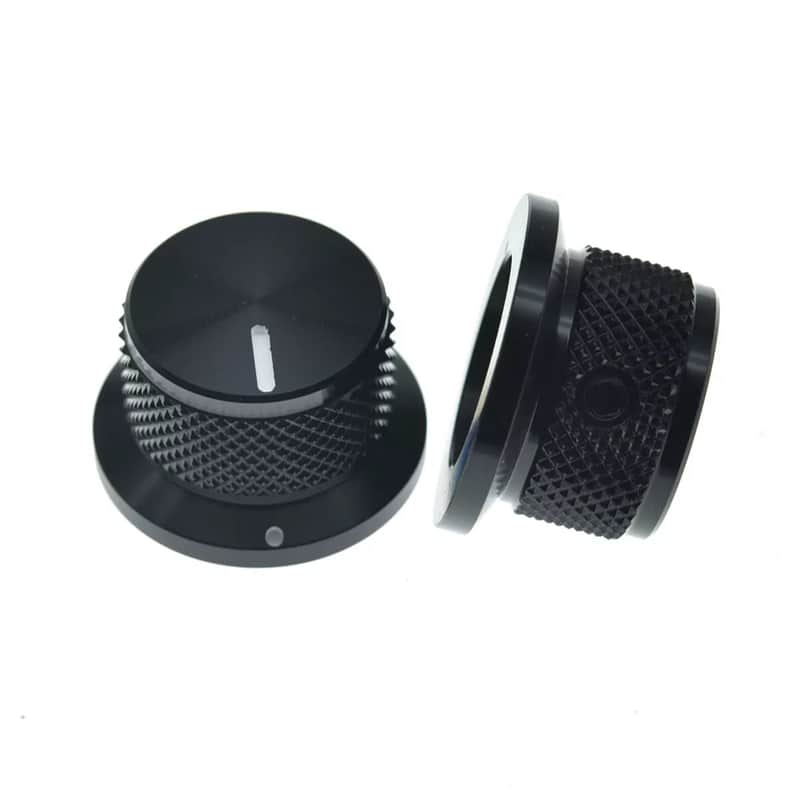 Black Metal Top Hat Knobs - 1/4" Shaft (Set of 3) image 1