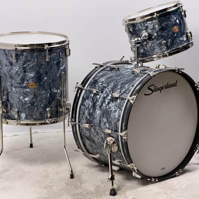 Slingerland 22/13/16" Radio King Drum Set - Black Diamond Pearl image 3