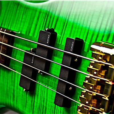 Spector Left Handed Euro 4LX 2016 Trans Green Flame Top Lefty Bass Guitar image 3