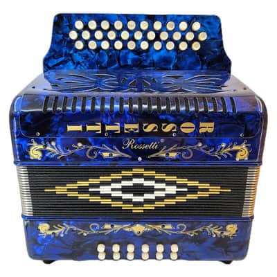 Rossetti 31-Button Diatonic Accordion 12 Bass GCF Blue – 3112-GCF-BU image 2