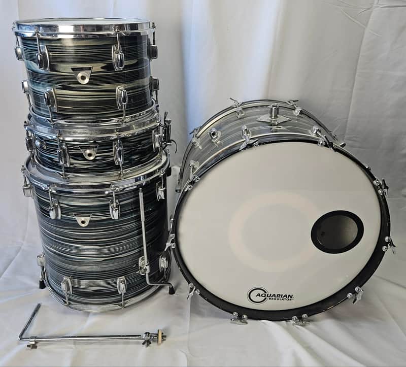 Ludwig  Standard Series Shell Kit 13-16-22-14 Snare Late 1960s-Early 1970s - Blue Strata image 1