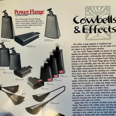 TWO Pearl "AFRO" Brand Cowbells Plus AA MEINL Chrome Cowbell Holder image 2