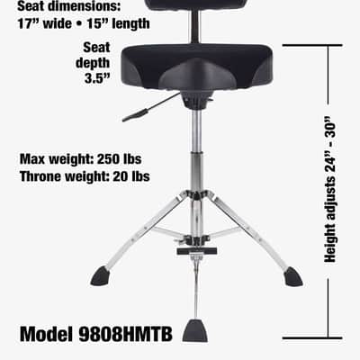 Gibraltar Tall Hydraulic 16” Cordura Saddle Stool w/ Backrest & Footrest - 9808H image 6