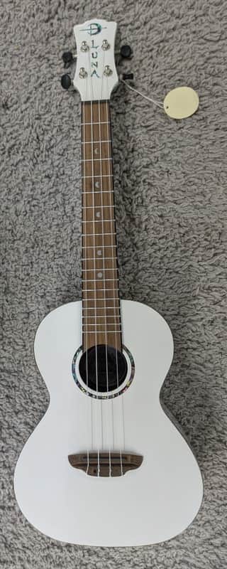 Luna Model UKE HAU T Tenor Size All White Ukulele with Gig Bag image 1