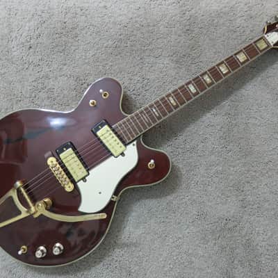 Vintage 1960s Teisco MIJ Ventura Hollow Body Electric Guitar 335 Wine Red Clean Gretsch Gibson Clone image 1