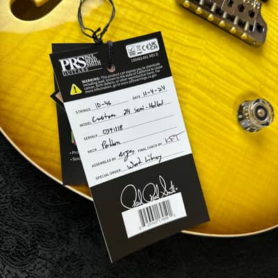 PRS Wood Library Custom 24 Semi-Hollow Flame Maple 10 Top Korina Back - Livingston Lemondrop 391118 image 17
