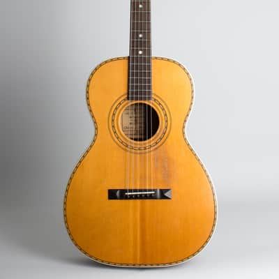 Flat Top Acoustic Guitar, labeled Galiano,  c. 1925, black hard shell case. image 1
