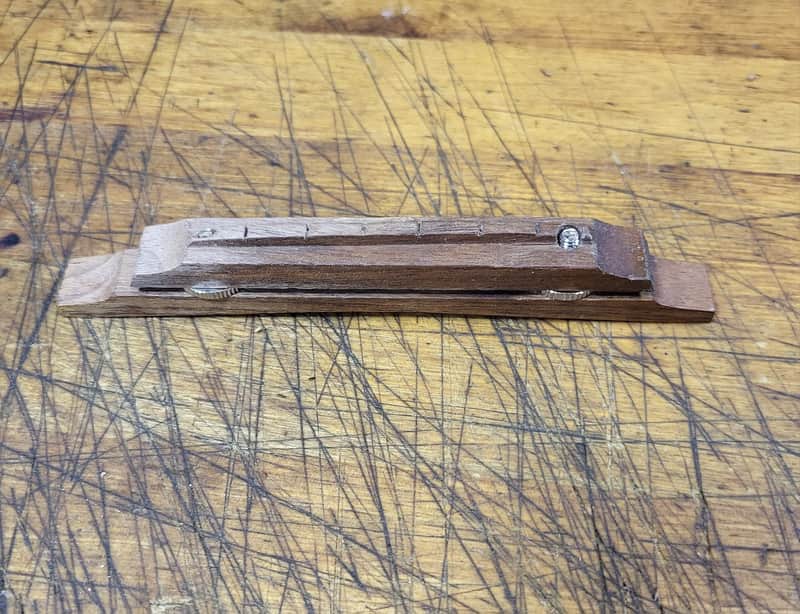 1963 Vintage Kay Harmony Silvertone Thinline Archtop Wood Adjustable Compensated Guitar Bridge Luthier Parts image 1