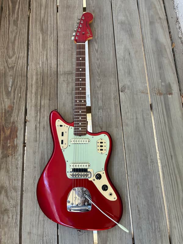 Greg Koch Fender matching head stock American Vintage '62 'Thin Skin' Jaguar 2007 - 2008 - Candy Apple Red AVRI image 1