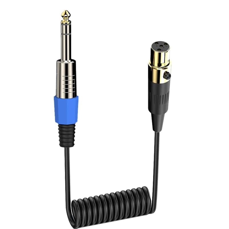 6.35mm to Mini XLR Audio Coiled Cable, 6.35mm TRS Male to 4 Pin Mini XLR Female Stereo Audio Conversion Adapter Cable for Headphone, Microphone, Speaker, 0.5 Meter image 1