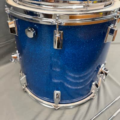 Vintage Apollo 1960s-1970s Drum Kit 5pc Set Import Blue Sparkle Toms Snare Kick image 14