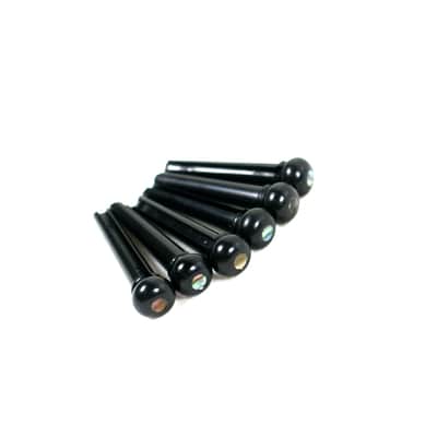 Slotted Acoustic Guitar Bridge Pins ,Black / Pearl Dot (Set of 6)