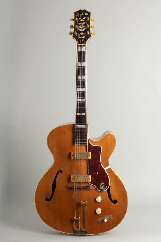 Epiphone Zephyr Deluxe Regent Arch Top Hollow Body Electric Guitar (1950), ser. #85369, original brown hard shell case. image 1