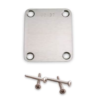 Callaham Satin Stainless Steel Neck Plate With Serial Number & 4 Callaham Neck Plate Screws