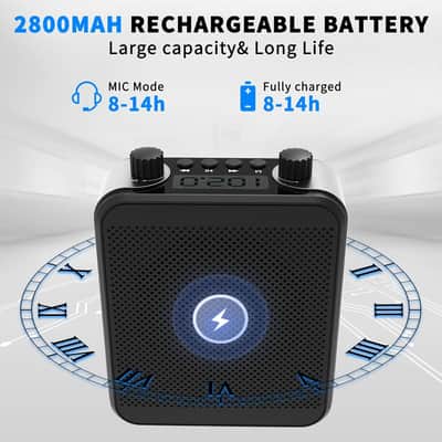 30W Portable Voice Amplifier with Wireless Microphone Headset, 2800mAh Rechargeable PA System Speaker Personal Microphone Speech Power Amplifiers Loudspeaker for Teachers/Metting/Tour Guide image 2