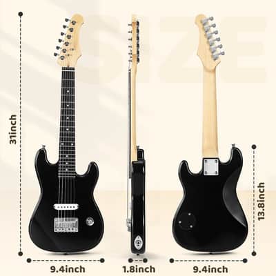 30 Inch Kids Electric Guitar Beginner Kits ST Style Mini Electric Guitar withAmp,Bag,Tuner, Picks, Cable, Strap, Strings (Black) image 2