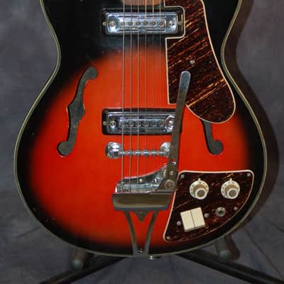 Vintage RARE Teisco Del Rey Hollow Body Ry Cooder Pickups 1960's Redburst image 2