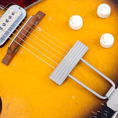 1966 Harmony Meteor H70 Vintage Guitar Sunburst w/ Maple Top & DeArmond Gold Foils image 9