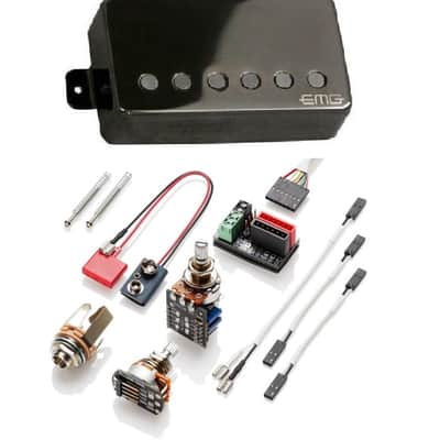 EMG 57TW BLACK CHROME BRIDGE ACTIVE HUMBUCKER DUAL MODE TW PICKUP STANDARD SPACED SHORT SHAFT POTS image 1