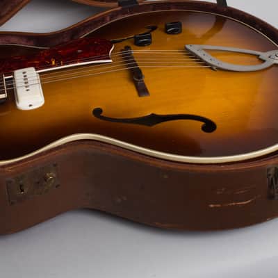 Guild  X-150 Arch Top Hollow Body Electric Guitar (1957), ser. #4462, original brown hard shell case. image 12