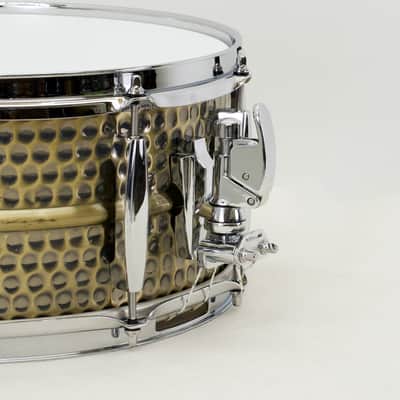 TreeHouse Custom Drums 6½x14 Hammered Brass Snare Drum w/Beaded Dunnett Strainer image 3