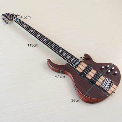 Rosewood Top 5 String Electric Bass, Okoume Wood Body, Maple Neck Through image 10