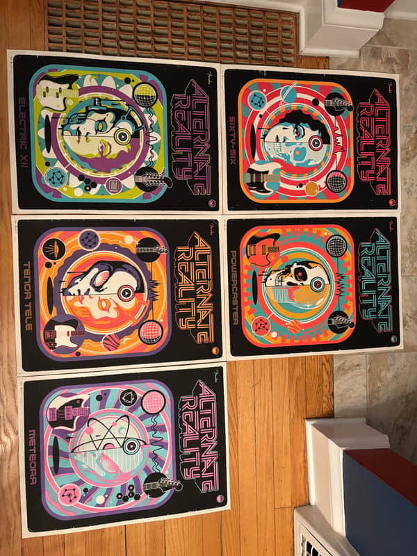 Fender Rare Alternate Reality Sixty-Six Store Promo Poster, Only 300 Made, Ivan Minsloff Set of 5 image 1