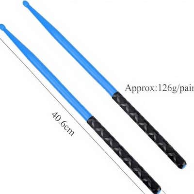 5A Nylon Drumsticks for Drum Set Light Durable Plastic Exercise ANTI-SLIP Handles Drum Sticks for Adults Musical Instrument Percussion Accessories Blue image 2
