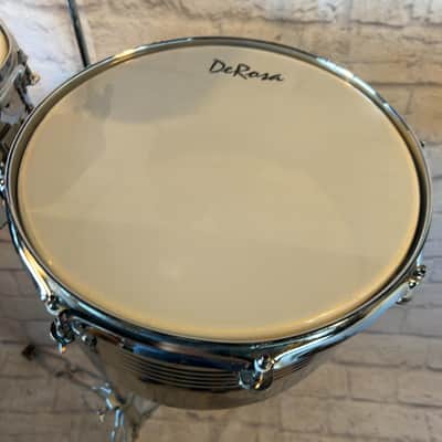 DeRosa Timbales 13 & 14 Inch with Pearl Stand and LP Blue Jam Block image 5