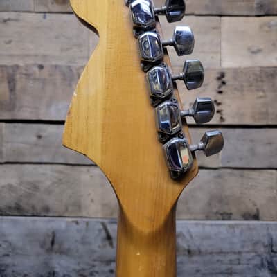 Vintage MIJ Matsumoku Made Big Headstock Maple-Neck Strat Style Guitar w/ brass saddles image 5
