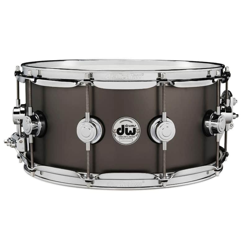 DW Collector's Series Metal Snare Drum - 6.5 x 14 inch - Satin Black Over Brass image 1